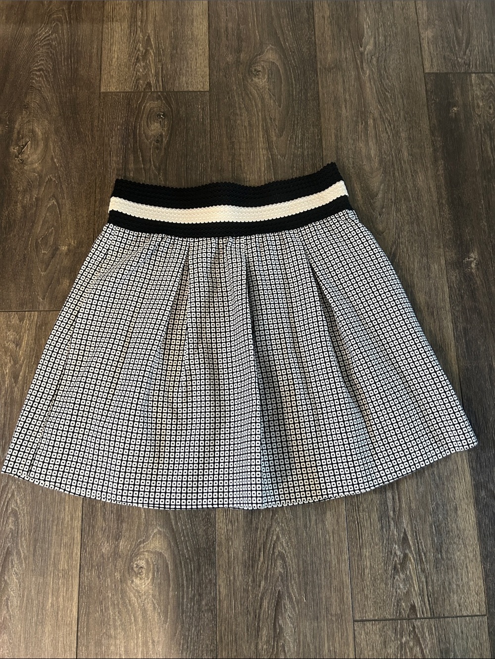Maeve Black and White Geometric Skater Skirt